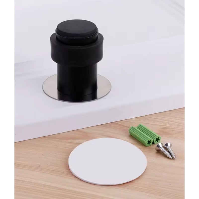 Self-Adhesive Rubber Door Stopper – Stainless Steel Wall Protector with
