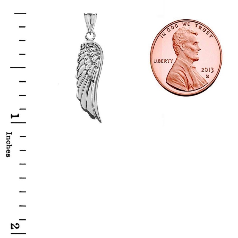 Claddagh Gold Bold 10k White Angel Wing Charm Pendant