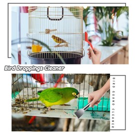6PCS Bird Cage Cleaning Brush Tools Set, Stainless Steel Bird Poop Remover Scraper Birdcage Accessory