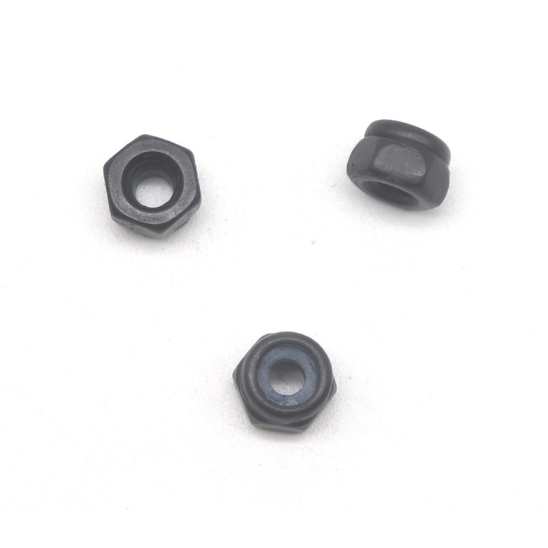 binifiMux 50Pcs M3-0.5mm Black Zinc Plated Nylon Lock Nuts Inserted