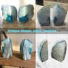 AMOYSTONE Teal / Green Agate Bookends Heavy Book Ends 1