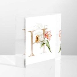 NOHSHE Clear Acrylic Decor Hand-Painted Vintage Flowers with Letter H Valentine's Day Present - Housewarming Presents - Presents for Mom,Sisters and Friends Positive Wall Plaque 4 x 4 inch