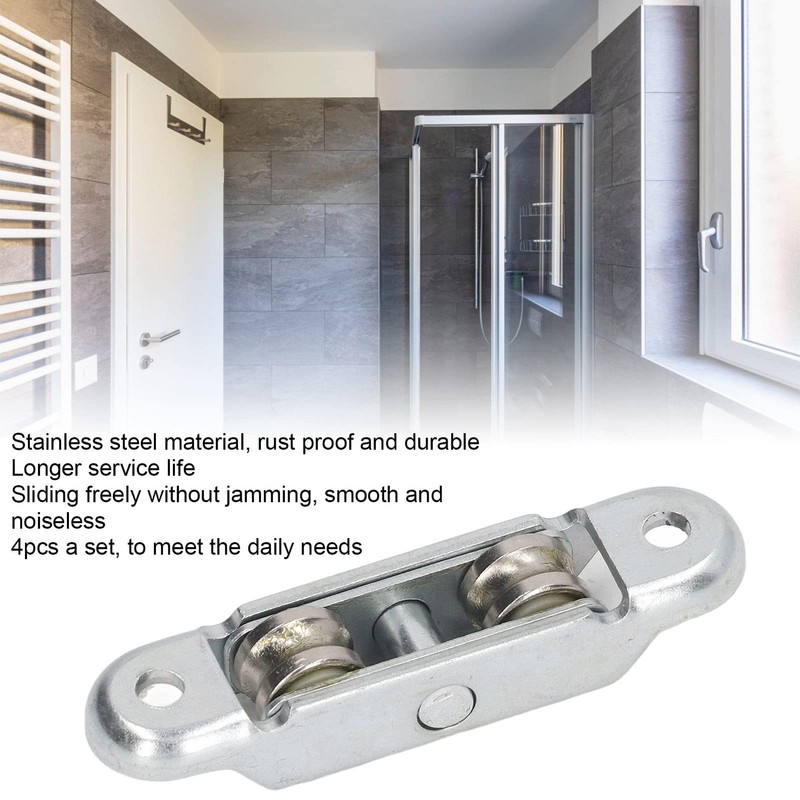 FLEXMAN 4Pcs Wheel Roller Pulley with Slot, Stainless Steel Sliding