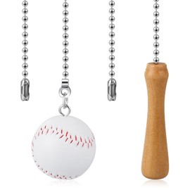 Hariendny Baseball Bats Ceiling Fan Pull Chain Ornaments, Fan Chain Extension, 12 Inches Decorative Fan Pulls Extender Chains with Baseball Pendant for Ceiling Light Lamp Fan Chain