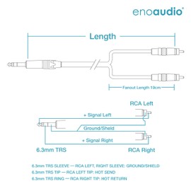 enoaudio Mogami 2534 Quad HiFi Y Audio Cable Neutrik Gold 6.3 mm TRS Jack to RCA RCA HiFi 3.0 m