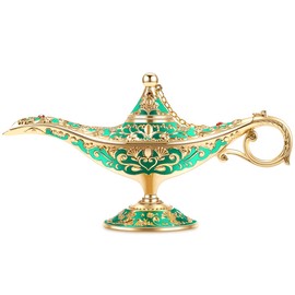 Gusnilo Vintage Aladdin Magic Lamp Genie Collector's Edition /Wedding Table Decoration,Collectable Rare Classic Arabian Props Aladdin Pot & Delicate Gift for Party/Birthday(Green)