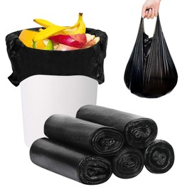 FYY Trash Bags, Garbage Bags, 5 Rolls 100 counts 6 Gallon [Extra Thick][Leak Proof] Rubbish Bags Wastebasket Bin Liners for Home Office Trash Can Black