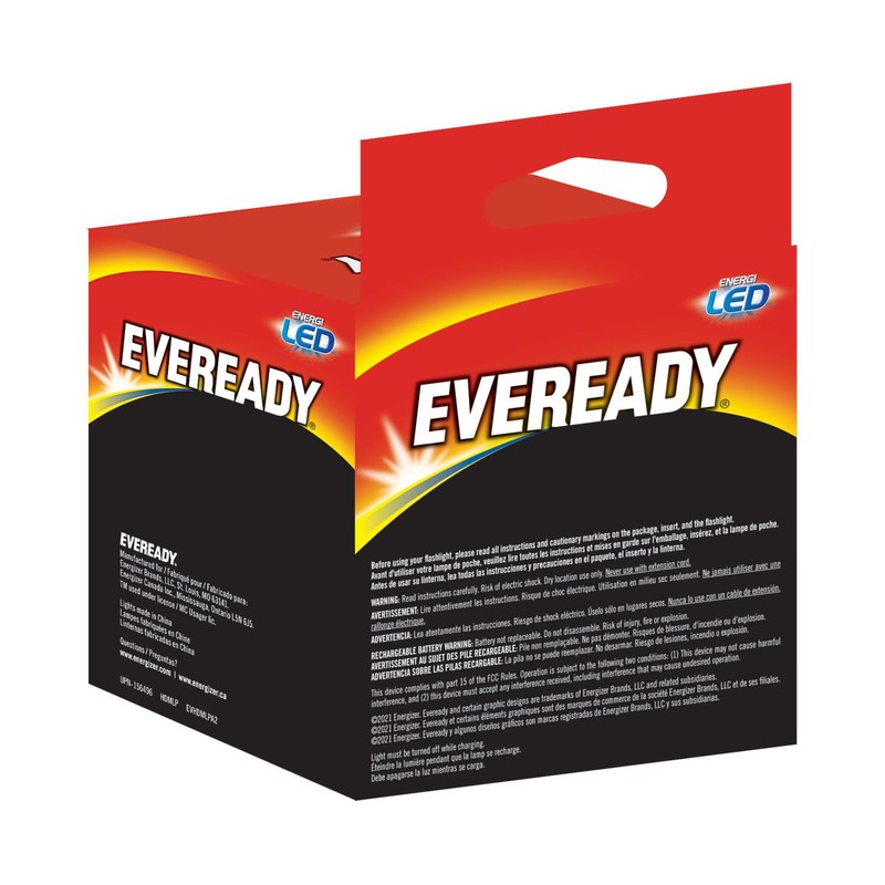 Rechargeable LED Headlamps by Eveready (2-Pack), IPX4 Water Resistant Head