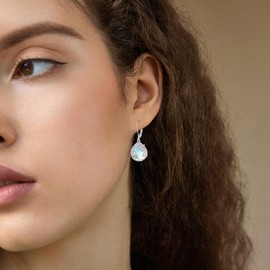 VONALA Rose Earrings for Women Sterling Silver Butterfly Moonstone Teardrop Dangle Earrings Rose Flower Jewelry Gifts for Women Teens Girls