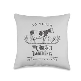 Go Vegan, Ingredients, Vegetarian Animal Cruelty Throw Pillow, 16x16, Multicolor