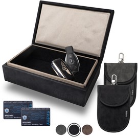Ananta Faraday Box for Car Keys – Military-Grade RFID Blocking Key Box with Secure Magnetic Close, RFID Blocking Cards & 2x Faraday Pouch (Black)