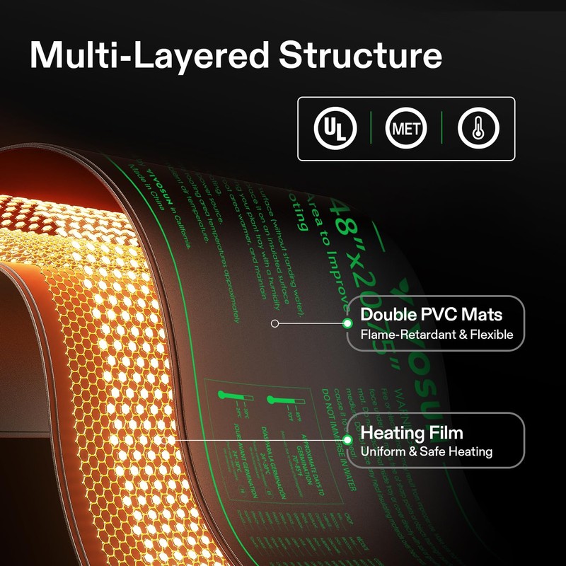 VIVOSUN 48" x 20.75" Seedling Heat Mat and Digital Thermostat