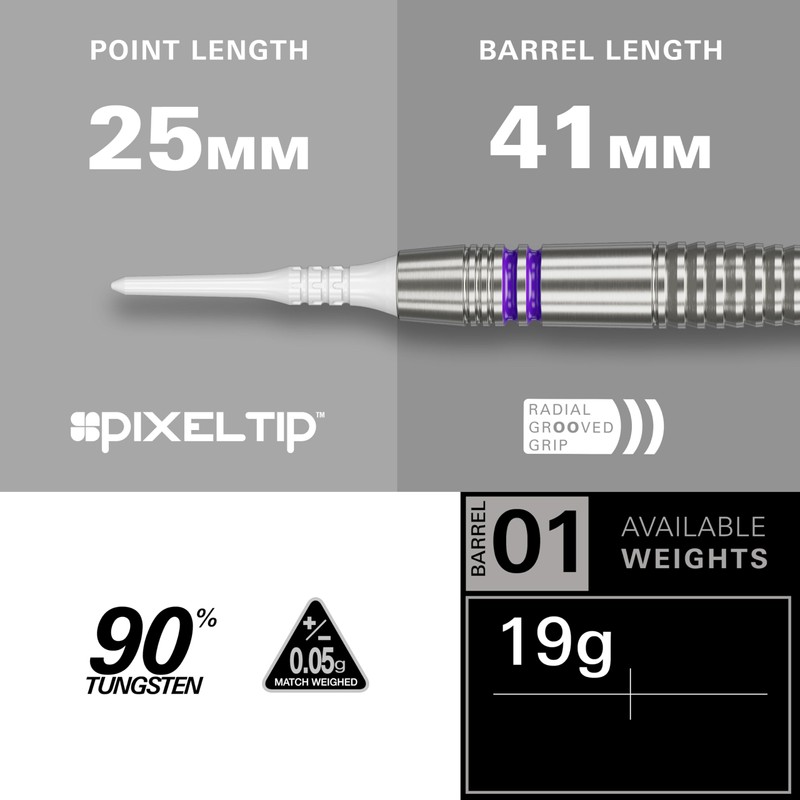 TARGET COLOURS GEN4 PURPLE 90% 19G 2BA SOFT TIP DARTS
