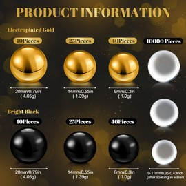 Fumete 10162 Pcs Suspending Candles for Centerpieces Transparent Water Gel Beads for Vases Pearl Beads for Vase Filler Wedding Valentine Galentine Party Floral Decorations(Black, Gold)