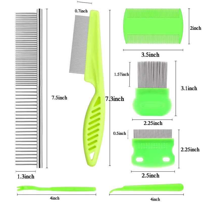 Lamoutor 7Pcs Pet Flea Comb Fine Tooth Comb and Pet