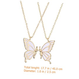 COLLBATH Butterflies Friendship Necklaces Friend Neck Chain Pair for 2 Girls Gold
