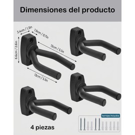 4 Piezas Soporte Para Guitarra Pared, Soporte Guitarra Pared Para Instrumentos Musicales, Diseño Compacto Para Ahorro De Espacio, Material Pa66 Duradero, Ideal Para Músicos Y Estudiantes