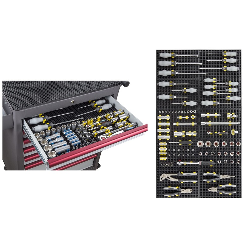 FREE ZONE 68-Piece Large Pegboard Tools Organizer Set,(Red) Tool Box