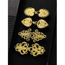 Pack of 4 Vintage Cardigan Clips, Swirl Retro Pullover Clips, Antique Cape Brooch Clips, Celtic Coat Closure Clips for Women and Girls, Zinc