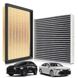 AUTOKAY Engine Cabin Air Filter Fit for Toyota Camry Hybrid (2018-25), RAV4 Hybrid (2019-25), Highlander Hybrid (2020-24), Sienna (21-25), Venza (21-24), 2.5L Hybrid Only, RE#17801-F0020 87139-58010