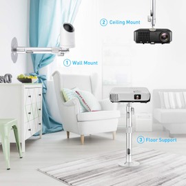 NIERBO Universal Projector Wall Ceiling Mount Hanger 360°Rotatable Head with Extendable Length 11.8 Inch to 19.7 Inch / 11 lbs Load Mounting Bracket