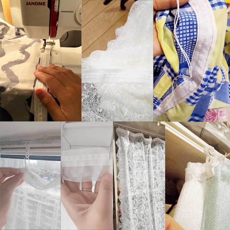 ArrErr Curtain Narrow Header Tape with Strings 30Mx3CM Pull Cord