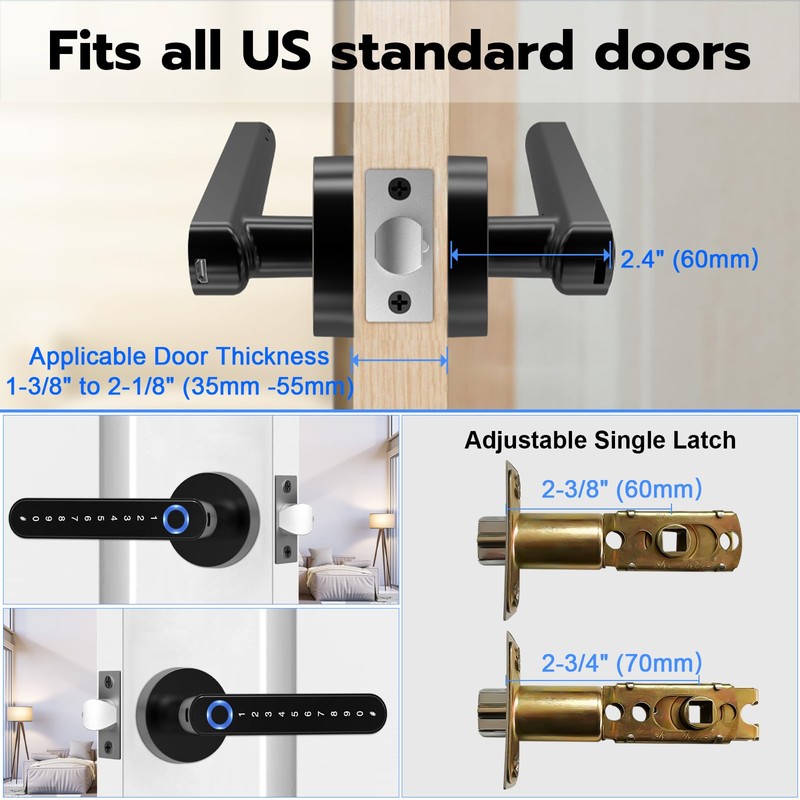 Fingerprint Handle Door Lock Smart Door Lock Levers eLinkSmart Keyless