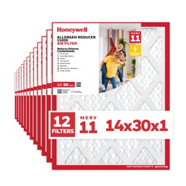 Honeywell 14x30x1 MERV 11 Allergen Reducer 11000 Electrostatic Pleated HVAC AC Furnace Air Filter (12-Pack) | Replacement Filter for Home Use | Made in USA