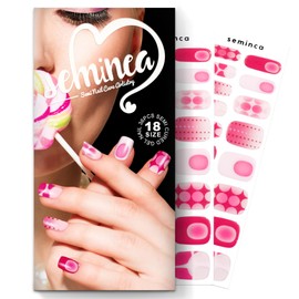 SEMINCA Semi Cured Gel Nail Strips-Salon Quality Semi-Cured Gel Press On Nails Stickers Strengthening Quick DIY Nail Art Manicure Kits for Women at Home 14-Day Wear(Cotton Candy Sparkle)