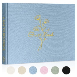 Lanpn Wedding Guest Book with 108 Blank Pages - Elegant Linen Hardcover Guestbook Wedding Reception for Sign in and Photos - Polaroid Guest Book for Wedding Bridal Shower Baby Shower Party (Blue)