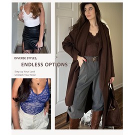 FeelinGirl Lace Shapewear Body Suits for Women Tummy Control Shapewear V Neck Lace Tops Jumpsuit Top Brown 3XL