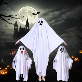 Harsever Dracula Ghost Cosplay, Halloween Costume, Ghost, Masquerade, Cosplay, Cloak, Dress, Disguise, Ghost, Cute, Kids, Parents, Adults (Smile, L)