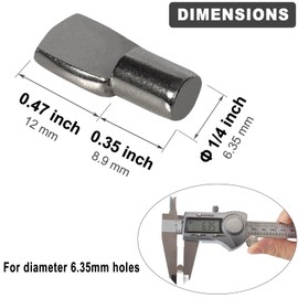 Keenkee Shelf Pegs Pin Diameter 1/4 Inch for Cabinet Shelves Support Clips Holder, Spoon Shape, Black Nickel, Pack of 20