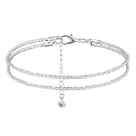 ValueBargain Anklets for Women Silver, Plated Waterproof Anklets Set with Stackable Layered Beach Jewelry Gift