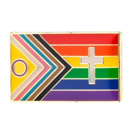 Intersex Inclusive Cross Christian LGBTQI Flag Metal Enamel Pin Badge Lapel