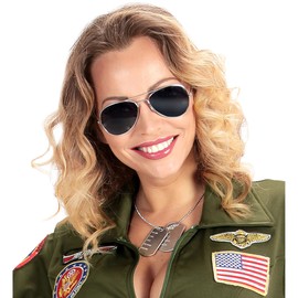 W WIDMANN MILANO Party Fashion W WIDMANN MILANO Party Fashion 6861C - Pilotenbrille mit getönten Gläsern, Pilot, Flugbegleiter, Motto-Party, Karneval