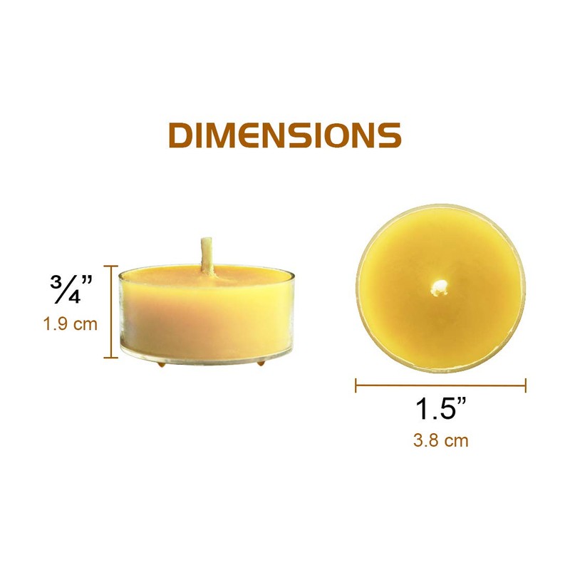 Pure Beeswax Tealight Candles | 50 Pack Natural Unscented Beeswax