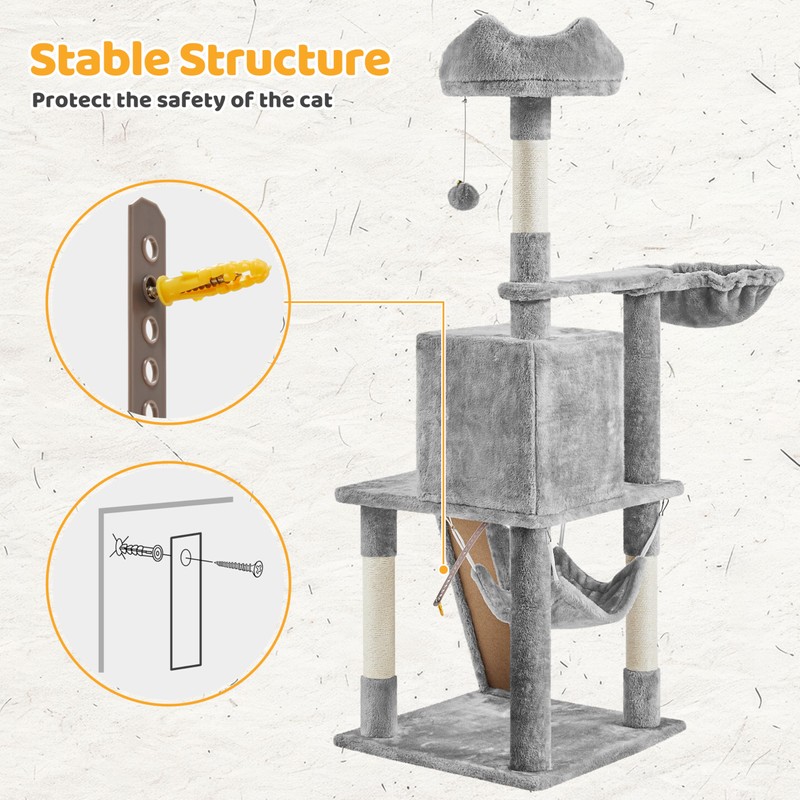 Yaheetech Cat Tree Tower Kitten Condo Scratching Post with Hammock