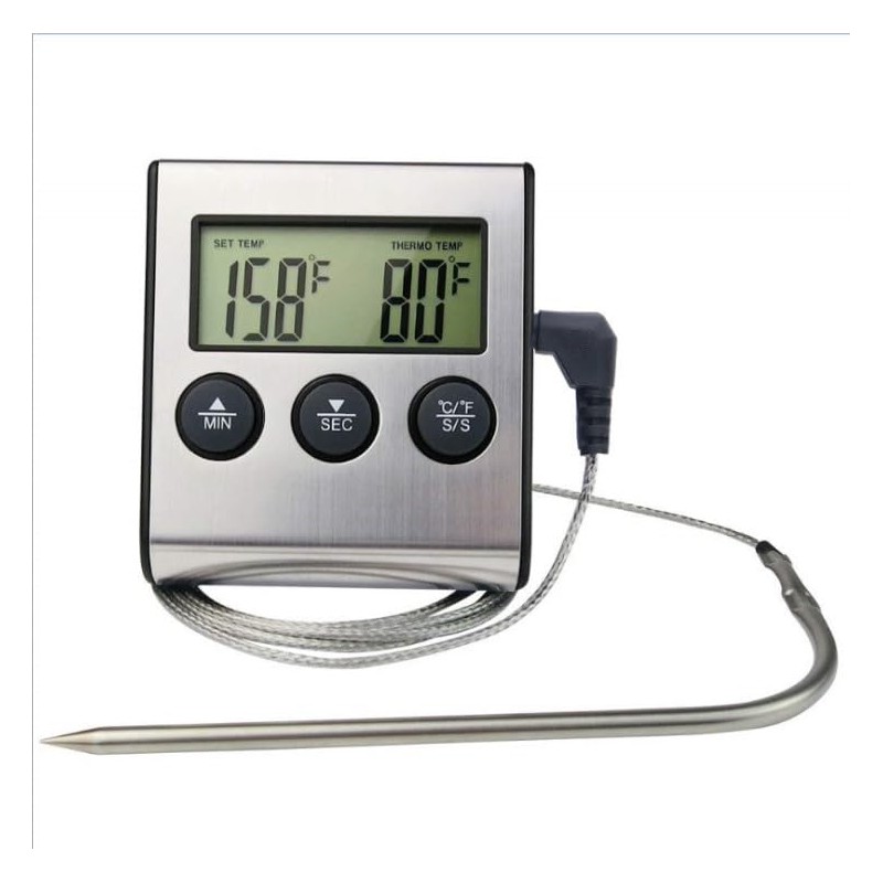 ZONADA Versatile Digital Cooking Thermometer with Probe,Timer and LCD Display