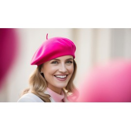 reshmena® Adult Beret Hat Women French Style Wool Hat Plain Classic Color Berets Hat's Unisex Soft Warm Outdoor Vintage Artist Hat's Beanie Unisex Beret Fuchsia