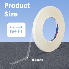 KIWIHUB Heavy Duty Fabric Tape - Double-Sided Tape Strong Adhesive Cloth Tape Press-on Tape,Hem Tape No Sewing, Gluing, or Ironing - 3/10 Inch x 164 Feet