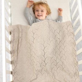 mimixiong 100% Pure Cotton Baby Blanket Extra Soft Cellular Neutral Swaddle Receiving Crib Blanket for Newborn Baby Boy Girl Size 30 x 40 inches (Light Camel)