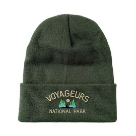 Voyageurs National Park Embroidered Beanie Winter Hat Hiking Beanie Travel Beanie Roadtrip Beanie (US, Alpha, One Size, Olive Green)