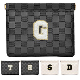 HIGH FIT Leather Pocket Cosmetic Bag for Purse,Initial Makeup Bag Lipstick Cosmetic Accessories Organizer, Black, G