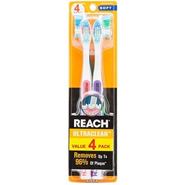 Reach Ultra Clean, Toothbrush with Tongue Cleaner, 4 Count