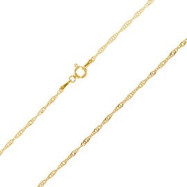 Avesano Singapore Chain Gold-Plated 925 Silver (2 mm) Gold Women's Necklace Gold Chain without Pendant (38 cm - 60 cm) 101086-5, Gold-plated silver