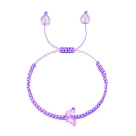 COLORFUL BLING Adjustable Strings Braided Rope Cute Transparent Butterfly Strand Bracelets Lucky Butterfly Friendship Matching Bracelet BFF Gift for Women-single purple
