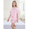 QZH.DUAO 100% Cotton Girls' Pajama Set with Button-Up Short Sleeve
