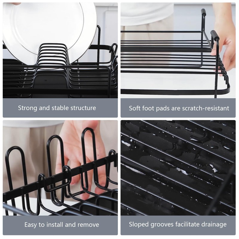 Runnatal Large Dish Drying Rack with Drainboard Set, Dish Rack,