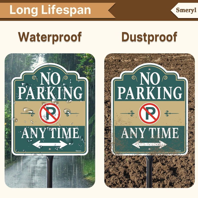 Smeryl No Parking Any Time Sign with 34.6" Stake for